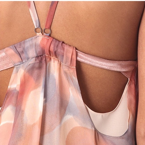 Alice Olivia Demi‎ Drape Back Flutter Dress Geometric Print Orange Purple XS - Picture 3 of 6